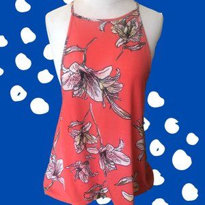 Wallflower High Neck Coral Floral Tropical Tanktop